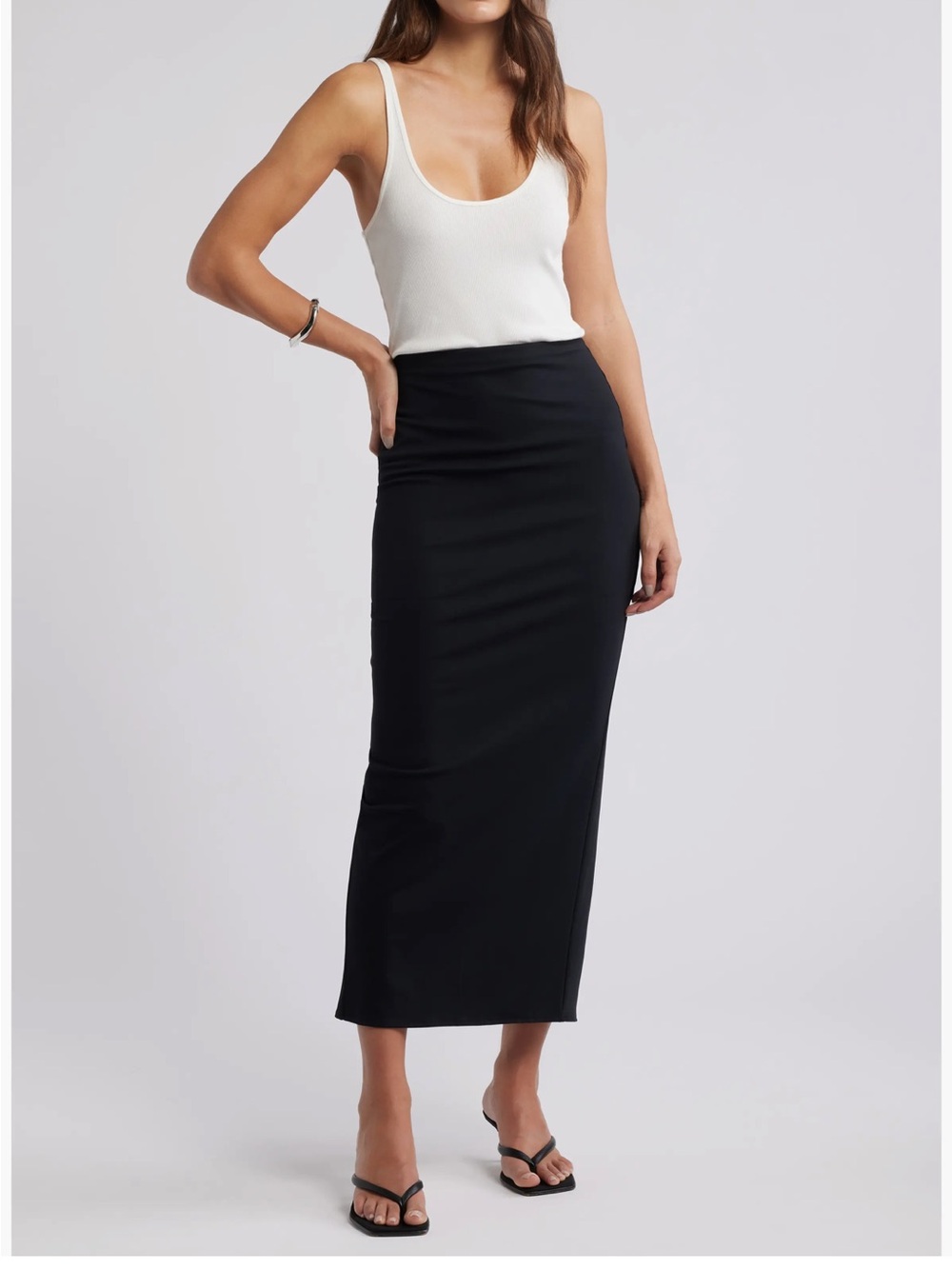 Open Edit Black Maxi Pencil Skirt - Women's Classic Slim Fit